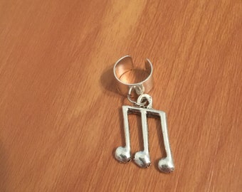 Music Note Ear Cuff, Music Note Body Jewelry, Brass Ear Cuff, Mysic Note Charm, Tibetan Silver