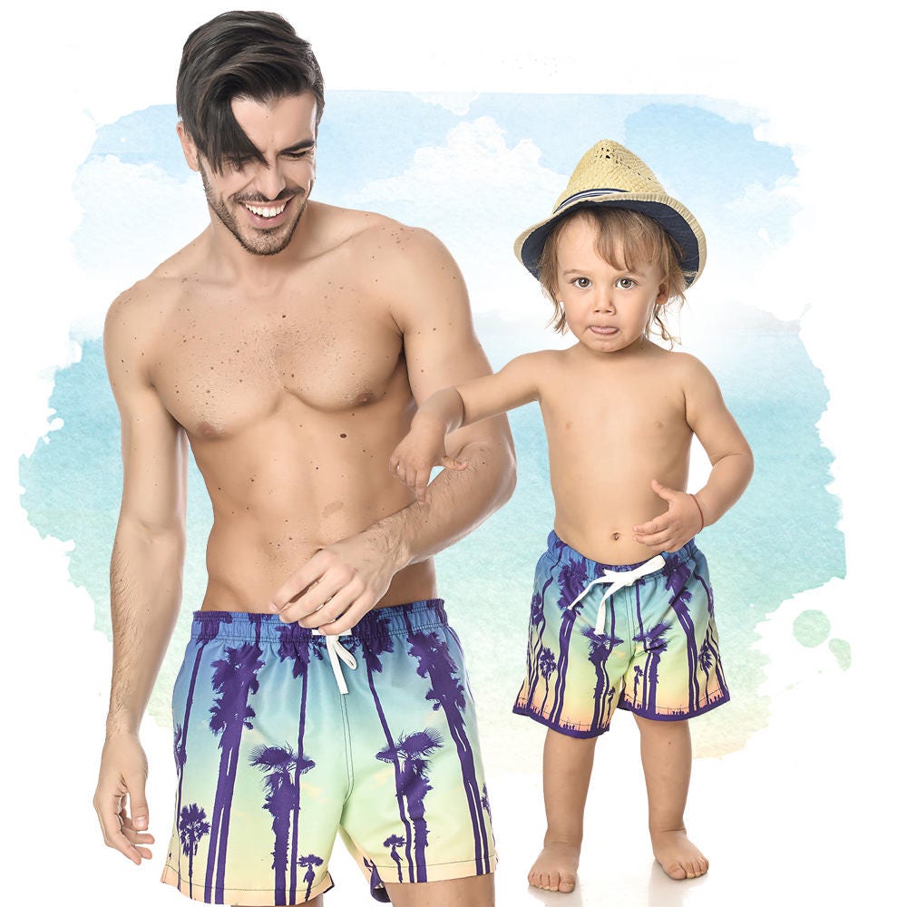 Matching Swimsuit Tropical Swimwear Matching Father And Son