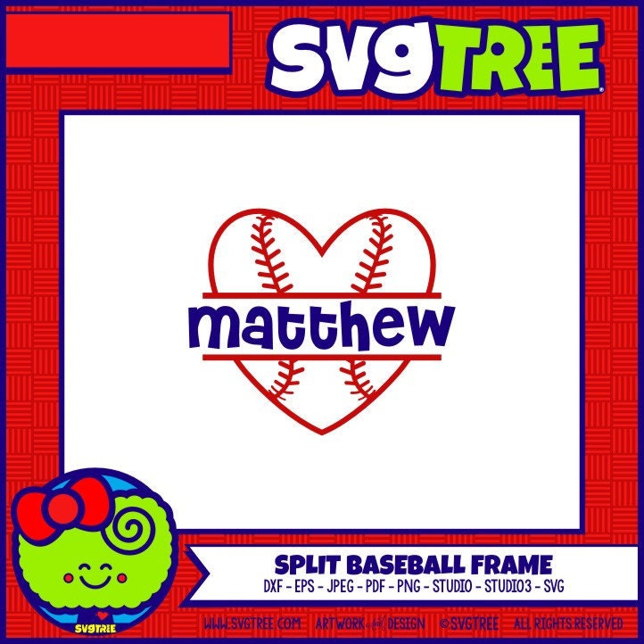 Download Baseball Heart SVG Split Letter Monogram Baseball SVG Monogram
