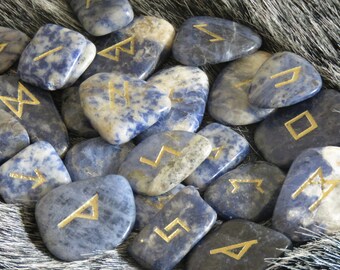 Hand Engraved Sodalite Rune Stones