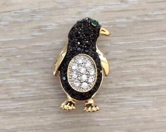 Rhinestone Penguin Brooch, Animal Brooch