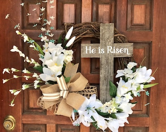 He is risen wreath | Etsy