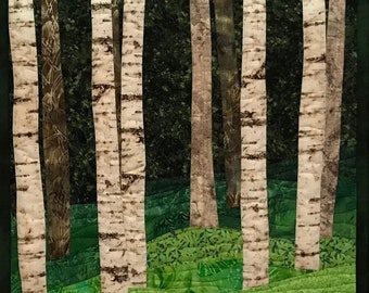 Art Quilt Birch Trees 11, Wall Quilt, Wall Hanging