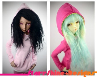 BJD MSD 1/4 Doll Clothing - Design Your Own Girl Style Pullover Hoodie - 20 Colors