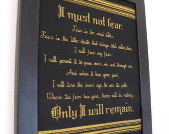 PATTERN ONLY Litany Against Fear Cross Stitch from Dune 8.5" x 11"