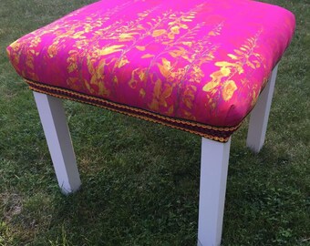 Digitally printed floral design into a Footstool