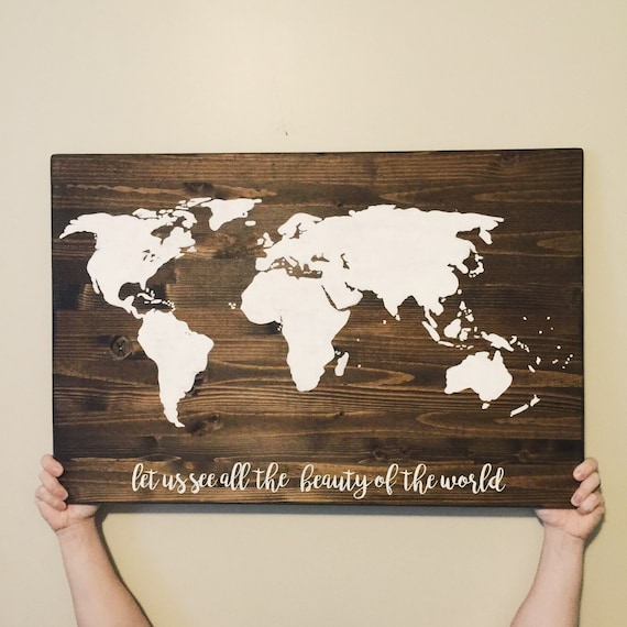 Wooden Sign World Map Wooden World Map Custom Wooden Sign