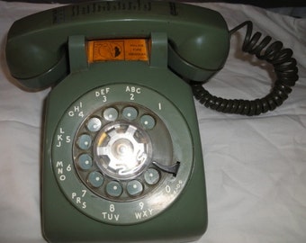 Vintage Green Rotary Telephone/Works