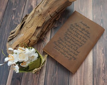 Personalized Leather Notebook cover, Refillable Leather Journal, Engraved Wedding gift, Personalized leather journal cover, brown, Monogram
