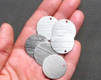 20 Aluminum Stamping Tags Round Brushed Aluminum 1" Disc - MT041