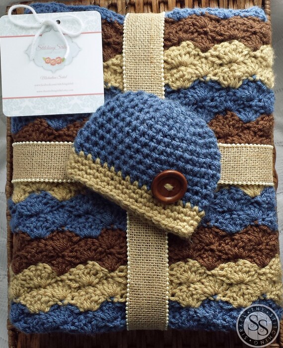 Little Cowboy Baby Blanket and Hat Set