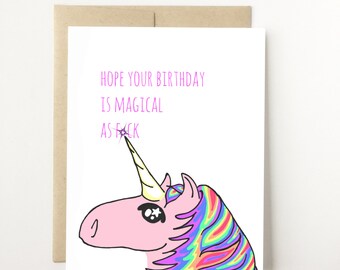 Hope Your Birthday Is Magical A F, Unicorn Birthday Card, Birthday Card Funny, Birthday Card Best Friend, Birthday Card Friend, Funny Card