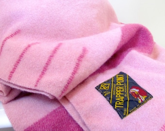 Vintage Four Point Trapper Blanket by Eatons in Rose Pink and Magenta, 1960's