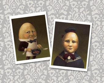 Egg Cards, Anthropomorphic Food, Retro, Uncle Omelette, Orphan Omelette, Egg Man,