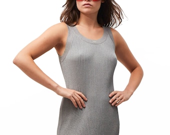 Chanel silver pleated dress