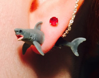 SHARK faux gauge STUD earrings