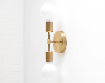 Gold Wall Sconce - Modern Wall Lamp - Industrial Light - Bare Bulb Sconce - Vanity Lighting - Bathroom Fixture