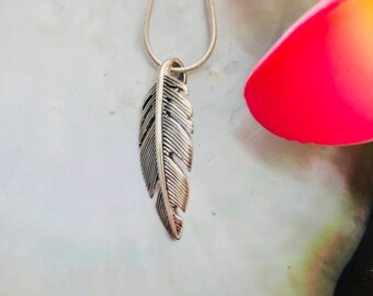 SOLID .925 STERLING SILVER - 3D Feather Pendant