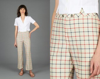 70s Flared Plaid Pants