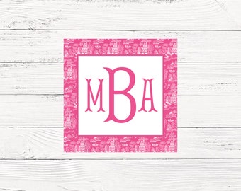 Pink Chiniosere Monogrammed Enclosure Cards With Envelopes