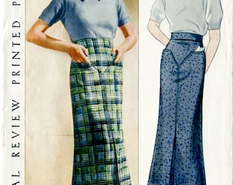 1930s 30s vintage pencil skirt yoke and belt women's sewing pattern waist 26 Pictorial Review 8405 reproduction