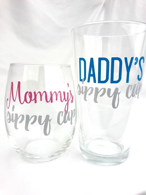 Mommy and Daddy Sippy Cup (Beer and Wine Glasses)