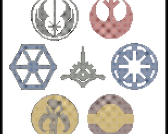 BOGO FREE! cross stitch - Star wars Symbols -Emblem Rebel Alliance -Mandalorians- PREQUEL - pdf pattern instant download #11