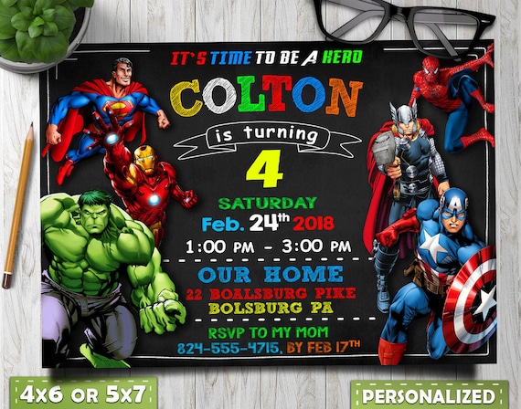 Marvel Birthday Invitations 3