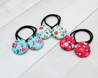 Floral Hair Tie, Small Gift for Woman, Spring Flower Ponytail Holder, Hair Button, Hair Accessory for Girl, Gift for Mom