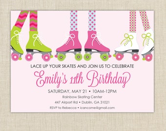 Roller Skating Invitation | Roller Skating Party, Skating Invitation,Roller Skate Party,Girls Birthday,Skating Party, Girls Birthday Party
