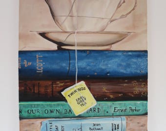 Handmade oilpainting art - tea time