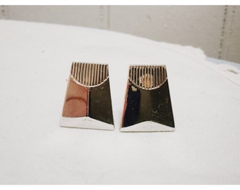 Vintage 1960s Silver Deco Style Cuff Links