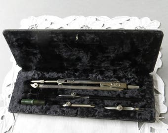 Vintage Drawing Set Drafting Set Compasses Technical Drawing Set Measuring Tools Mechanical Drawing Set Drawing Compass