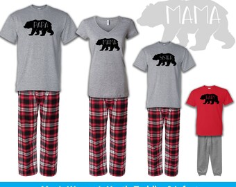 Bear Family Pajamas, Family Christmas Pajamas, Infant Toddler Youth Christmas Pajamas, Holiday Pajamas, Bear Family