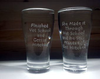 Vet School Graduate Graduation Gift 2 Custom Pint Gl Veterinarian Gifts