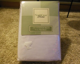White Twin Flat Sheet By Northcrest, New Packaged, Old Stock