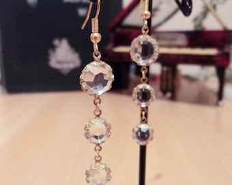 And transparent round earrings - brass - 6cm