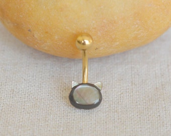 belly button rings cat bellyring shell stone belly button piercing,girlfriend belly ring