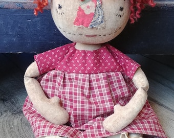 Primitive Raggedy Ann~OOAK Handmade~Annie~15" Prim Doll