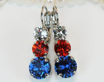 Royal Blue Orange Earrings Gators Kniks Game Day Florida Gators Swarovski crystals,NY Knicks,Collage football,Team Colors,Team Spirit,SE45