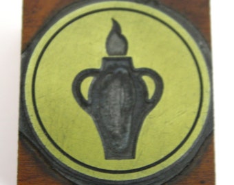 Oil Lamp Letterpress Printers Cut / Advertising Printers Stamp