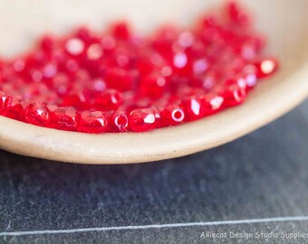 30 Light Siam 3mm Firepolish Czech Glass Beads (A223)