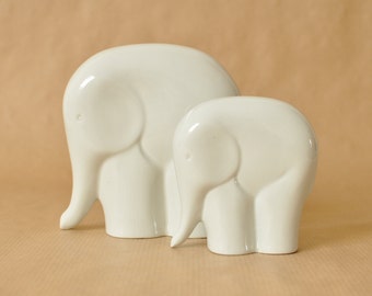 Sgrafo atelier - Set of 2 white porcelain elephants - mid century modern - West Germany - German