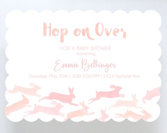 Watercolor Bunnies Baby Shower Invitation