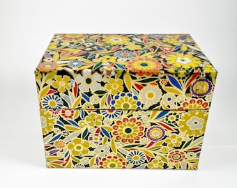 Vintage 1970's Chintzy Floral Tin Recipie Box by J. Chien