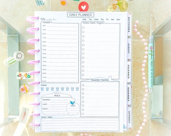 Daily Planner Big Happy Planner Printable Daily Schedule Big Happy Inserts Blue Inserts DIY Pages PDF Daily To Do Undated. Instant Download