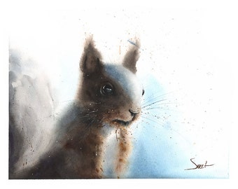SQUIRREL ART PRINT - squirrel painting, squirrel wall art, squirrel decor, squirrel print, watercolor squirrel artwork, squirrel gift