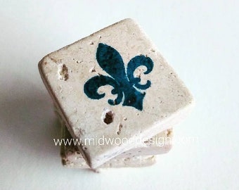 Fleur De Lis ivory travertine magnets choose your color