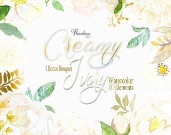 Cream peony clipart, cream floral watercolor clipart, peony flower clipart, peonies clipart, floral roses clipart, cream roses png, peonies