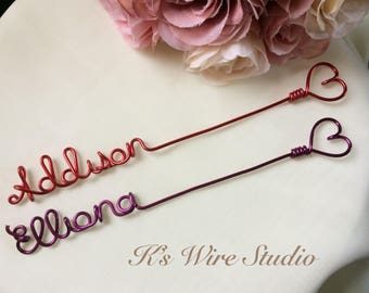 A Custom Wire Name with a Heart, A Personalized Wire Bookmark, A Book Lover Gift, Unique Bookmark, A Custom Bookmark